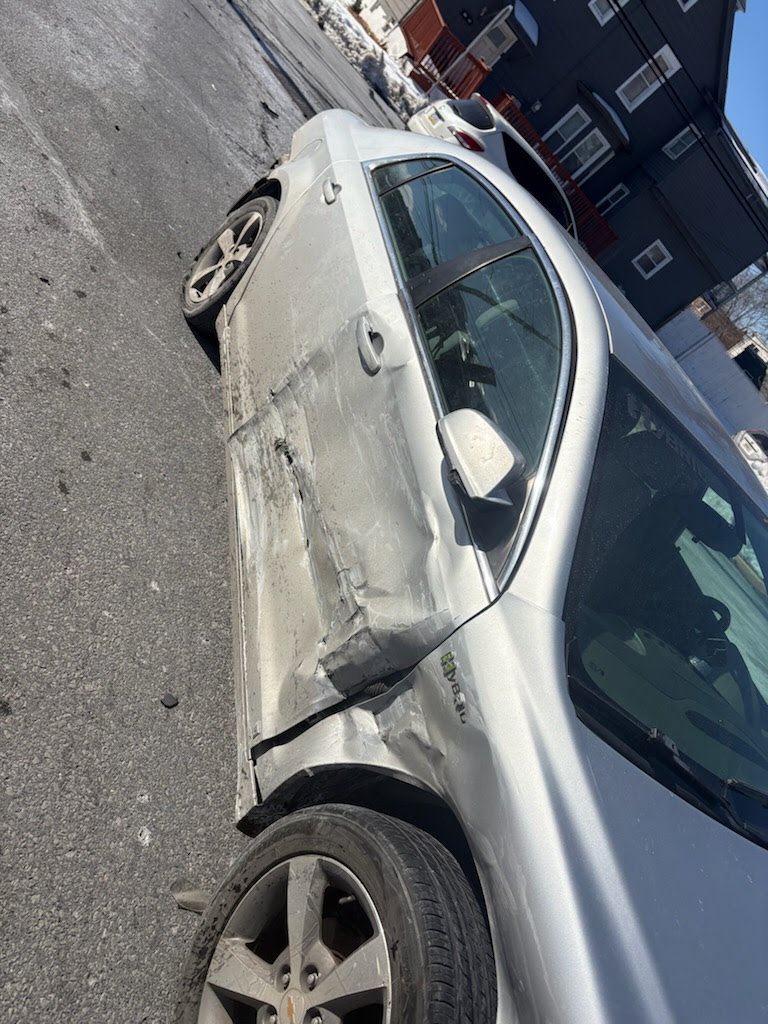 Side-swiped 2009 Chevy Malibu junk car removal Enola PA 17025 eyesore cleanup